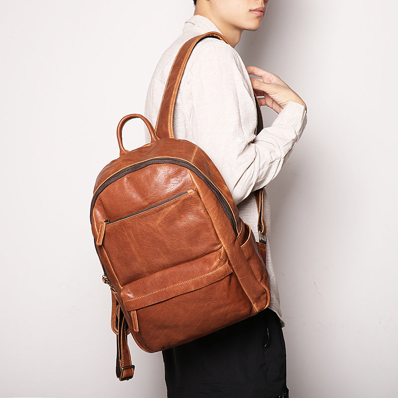 Personalized Leather Backpack, Full Grain Leather Rucksack, Laptop Backpack, School Backpack, Unisex Leather Backpack