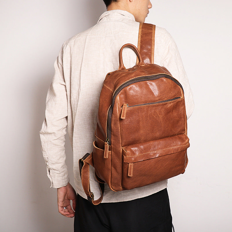 Personalized Leather Backpack, Full Grain Leather Rucksack, Laptop Backpack, School Backpack, Unisex Leather Backpack