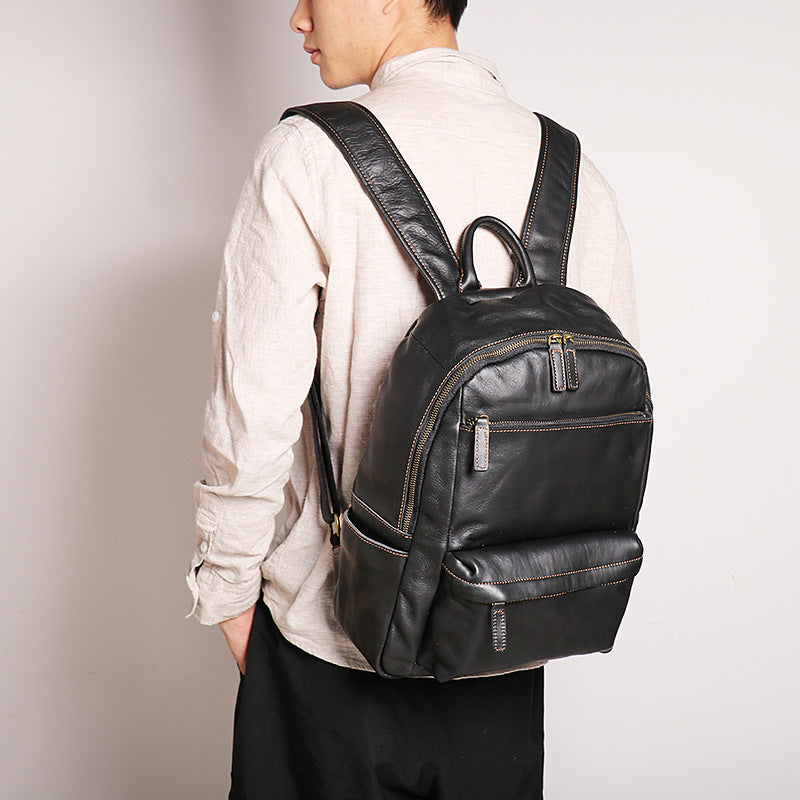 Personalized Leather Backpack, Full Grain Leather Rucksack, Laptop Backpack, School Backpack, Unisex Leather Backpack