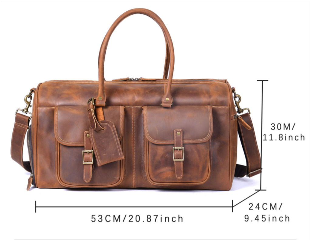 Personalized Leather Duffle Bag, Large Travel Bag, Mens Leather Weekend Bag, Outdoor Bag, Holdall Bag