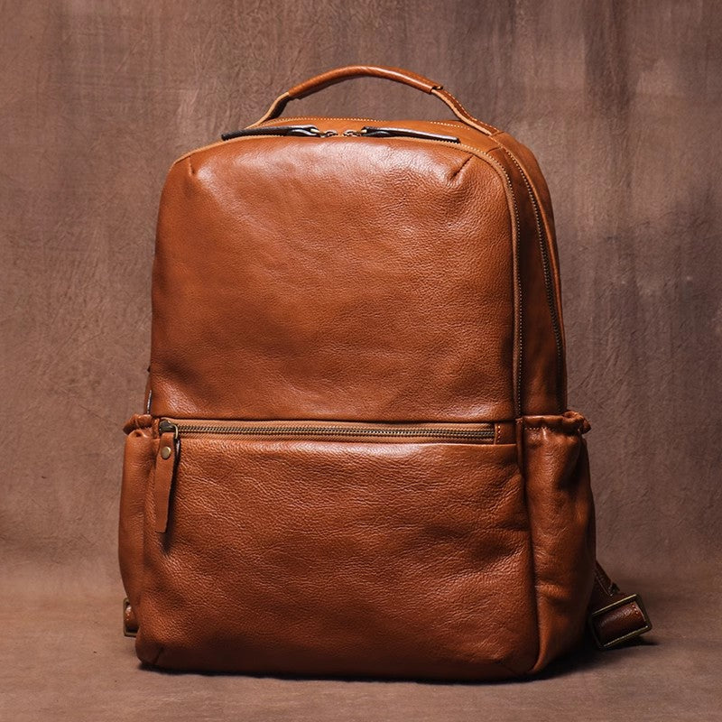 Handmade Full Grain Leather Backpack, Personalized Leather Rucksack, 15" Laptop Backpack, Leather Anniversary Gift, Daily Leather Backpack