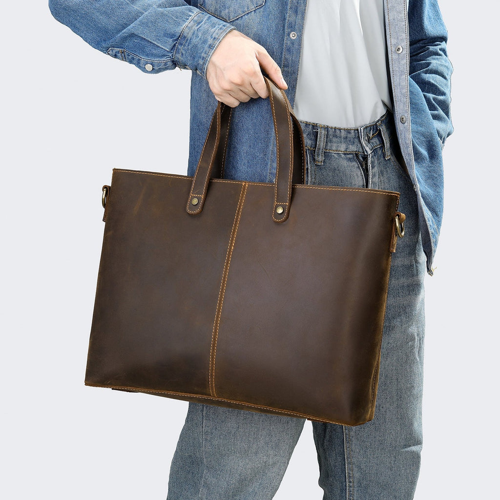 Personalized Leather Messenger Bag Shoulder Bag Laptop Bag Men's Office Bag Crossbody Bag