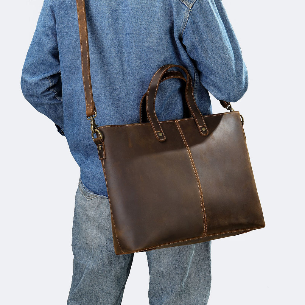 Personalized Leather Messenger Bag Shoulder Bag Laptop Bag Men's Office Bag Crossbody Bag