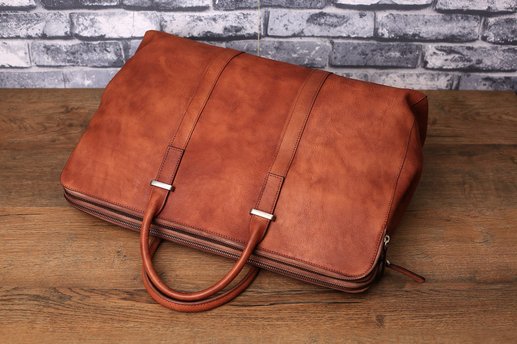 Leather Men's Portfolio, Men's Leather Briefcase, Laptop Bag, Leather Office Bag