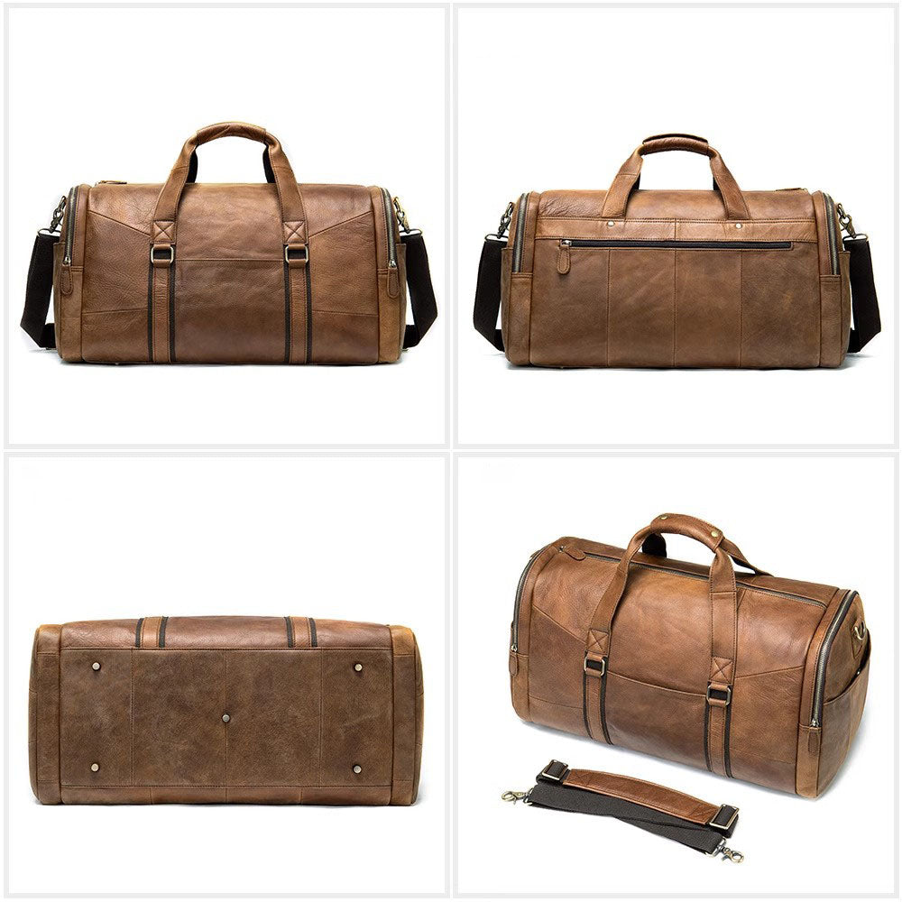 Personalized Men's Leather Weekender Bag, Stylish Travel Duffle bag, Groomsmen Gift, Personalized Gift for Him