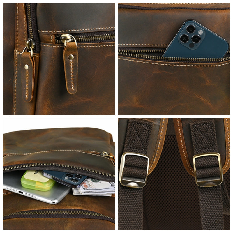 Travel Rucksack Laptop Backpack Bag for Men Leather Laptop Backpack Bag for Him Gift