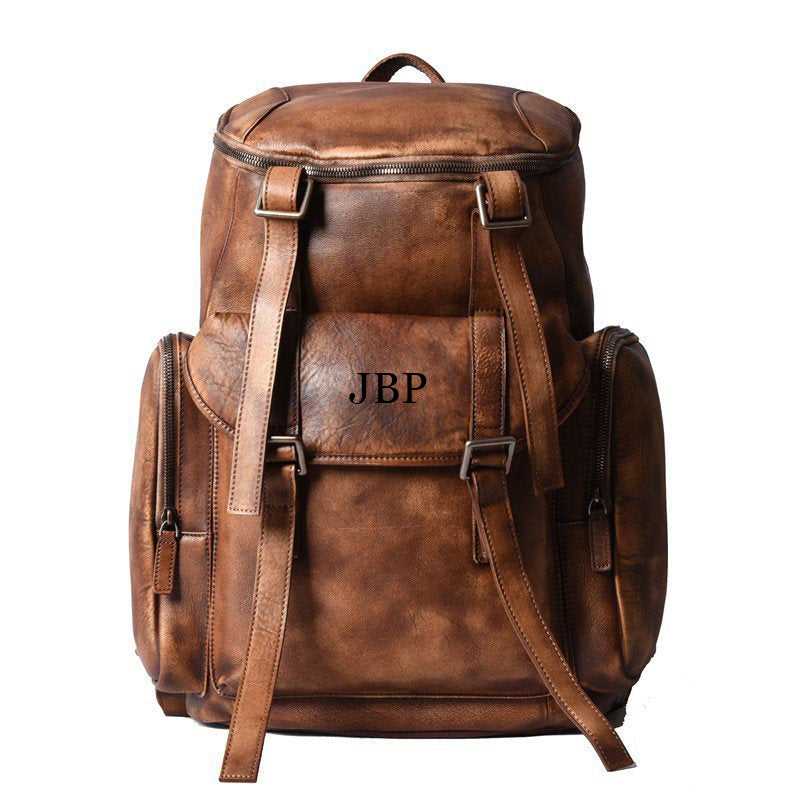 Personalized Leather Backpack Men Travel Backpack Hiking Rucksack Unisex Backpack Weekender Backpack