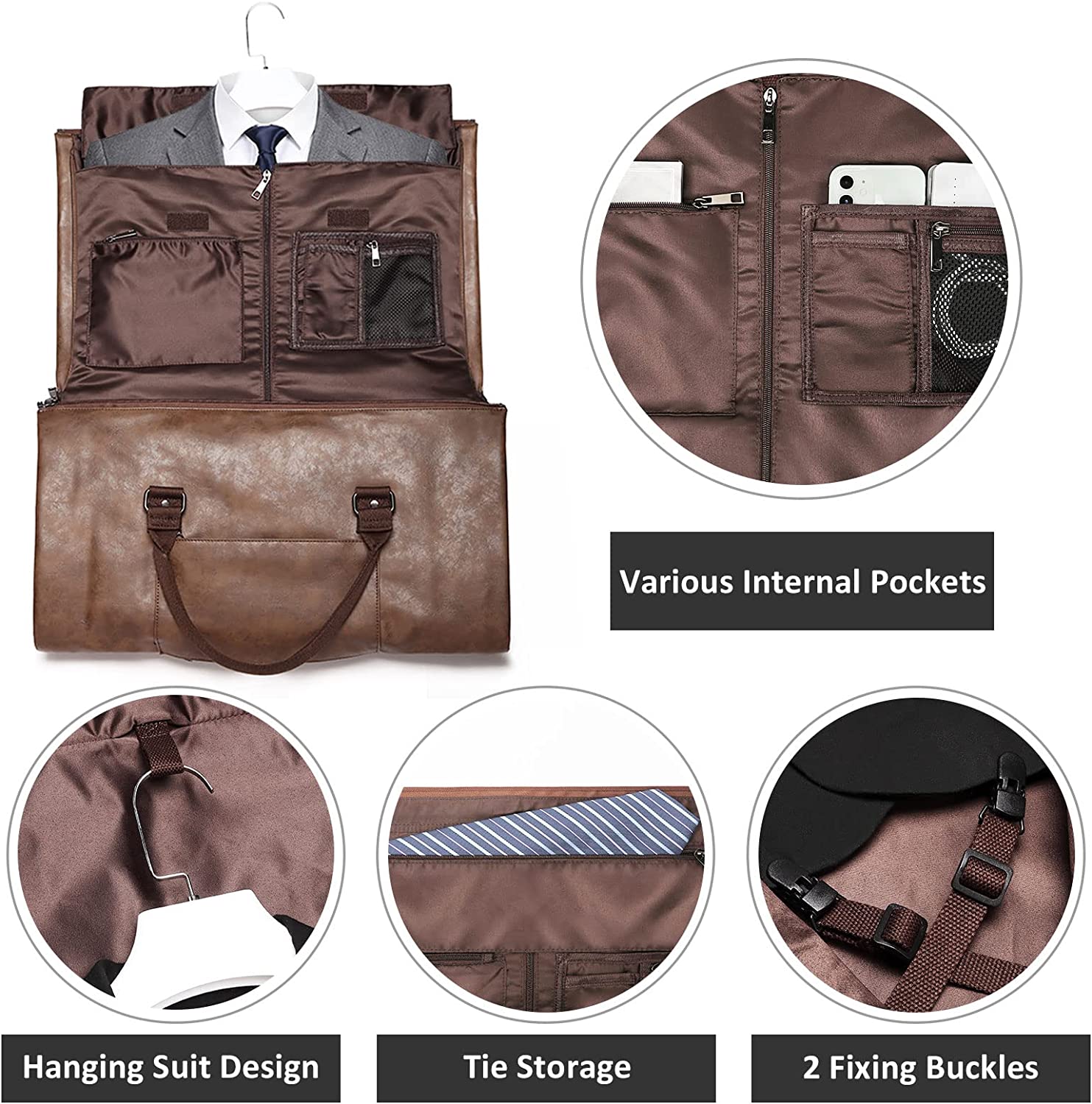 Brown Leather Suit Carrier Holdall | Brown Garment Duffel Bag – Bennett  Winch