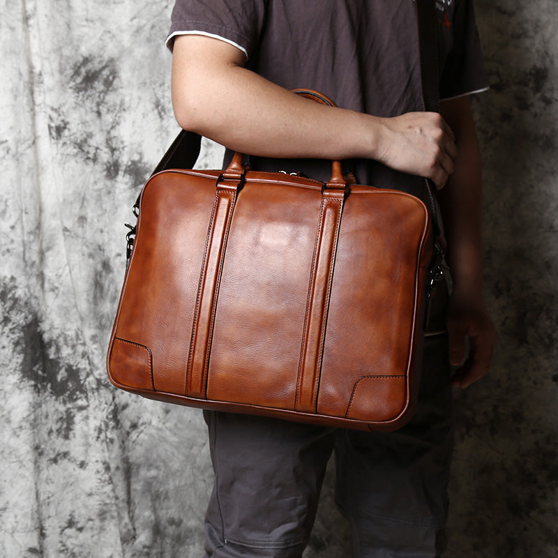 Men Luxos Tan Laptop Messenger Slim Bag, Size: L 38 cm X W 4 cm X H 29