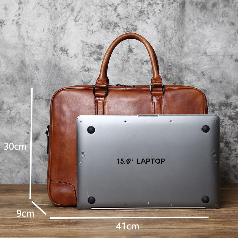 Personalized Leather Messenger Bag Men's Leather Briefcase Crossbody Laptop  Bag