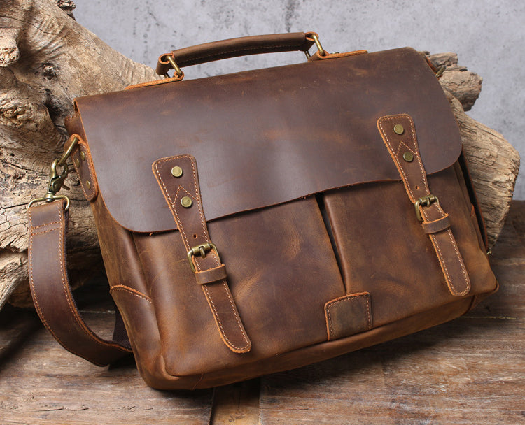 Leather Messenger Bag Leather Laptop Briefcase Rustic -  Israel