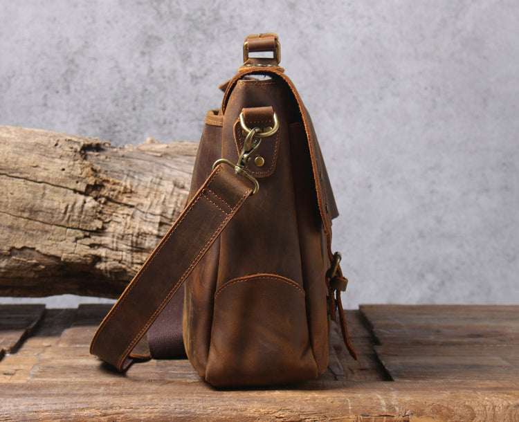 Handmade Vintage Full Grain Leather Satchel Messenger Bag Shoulder Bag  Cross body Bag Laptop Bag Birthday Christmas Gift