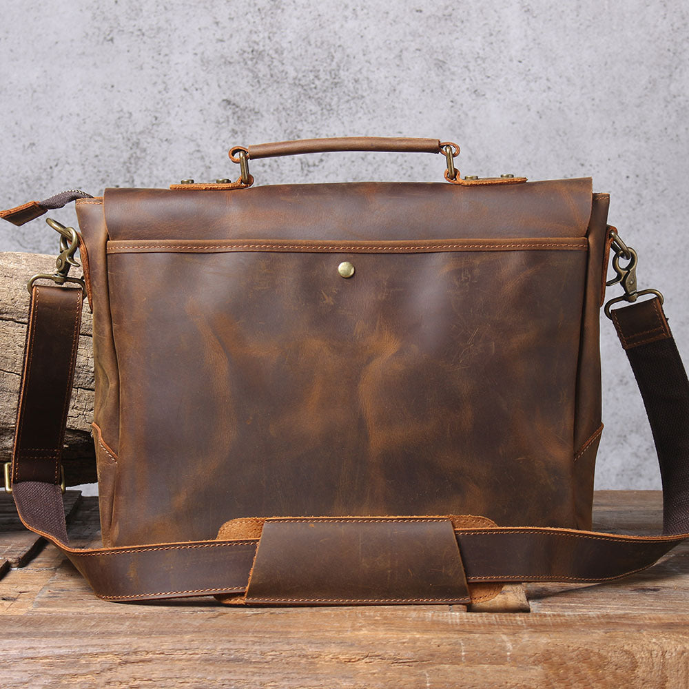 Full Grain Leather Messenger Bag, Leather Briefcase Men, Leather Lapto –  LISABAG
