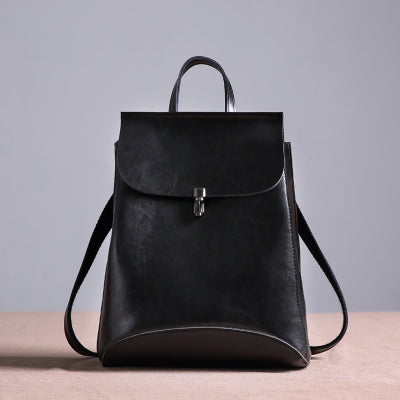 Black Leather Backpack Womens Leather Backpack Handmade 