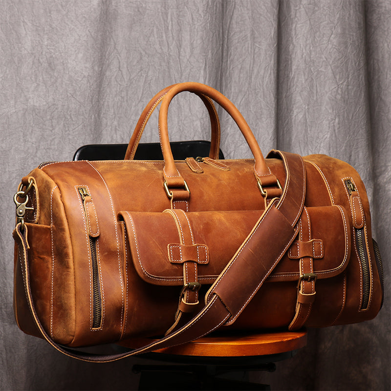 Handmade Leather Travel Duffel Bag, Weekender Bags