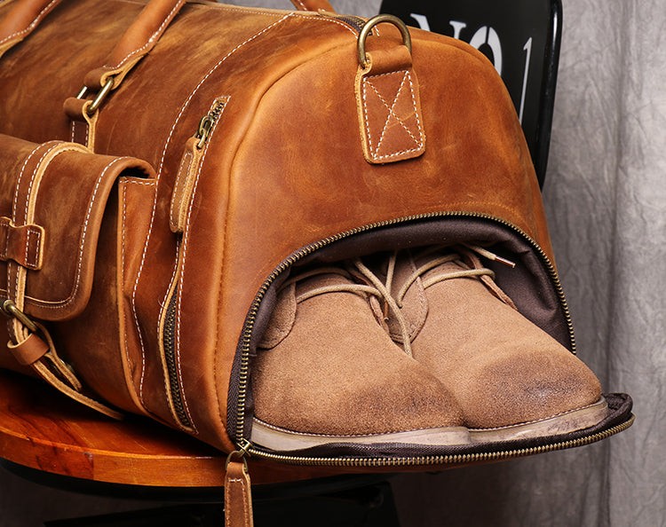 Handmade Leather Weekender, Canvas Duffle Bag, Personalized Travel Bag –  LISABAG