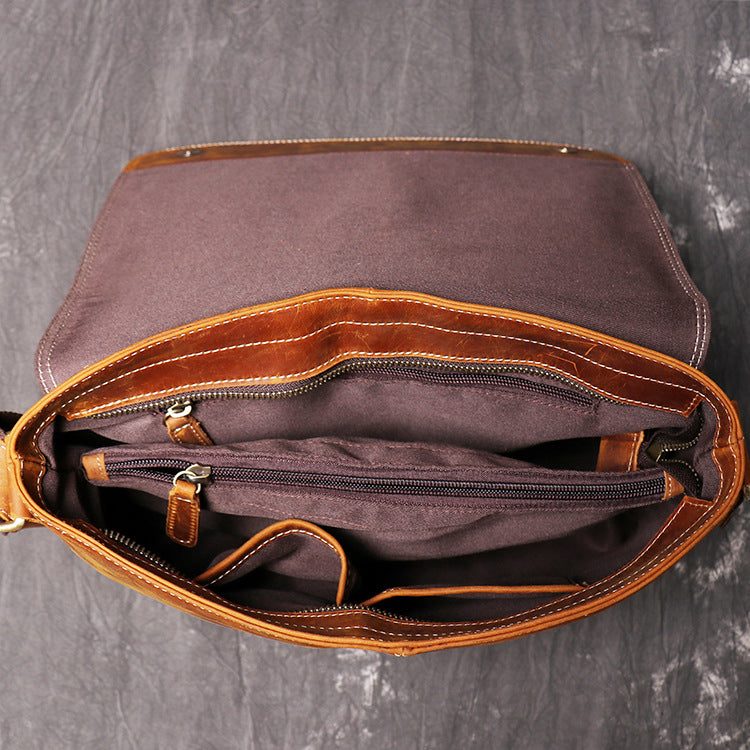 Mens leather messenger bag, Personalized leather bag for man