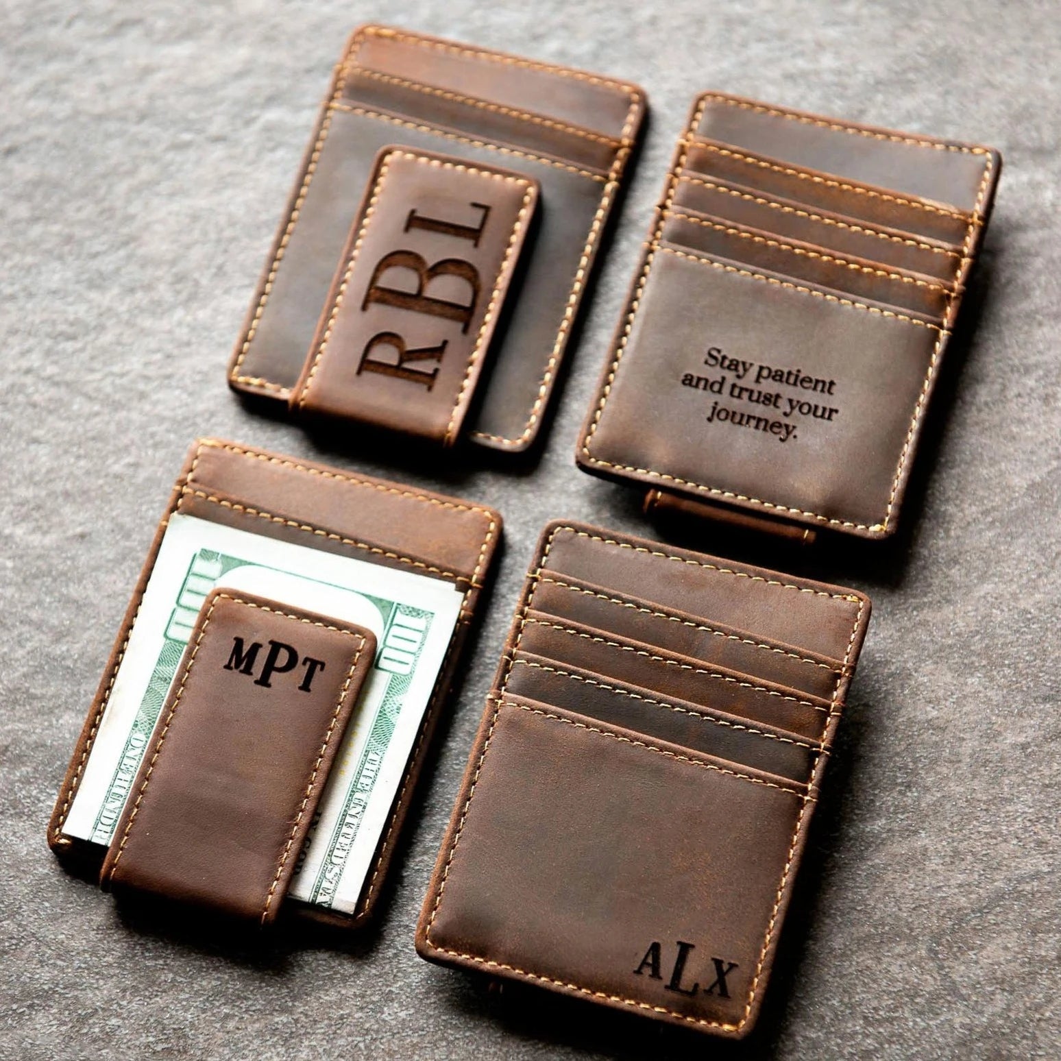 Leather Money Clip Wallet [Personalized] [Handmade]