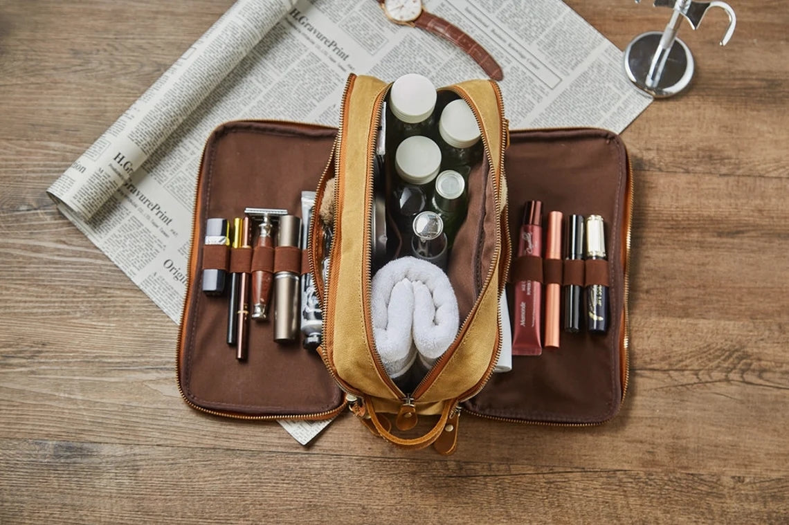 Personalized Canvas Toiletry Bag, Mens Dopp Kit, Groomsmen Gifts Ideas –  JackLeatherStudio