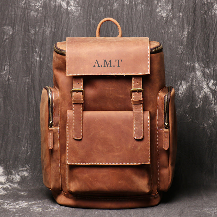 Personalized Leather Backpack Travel Backpack Laptop Backpack