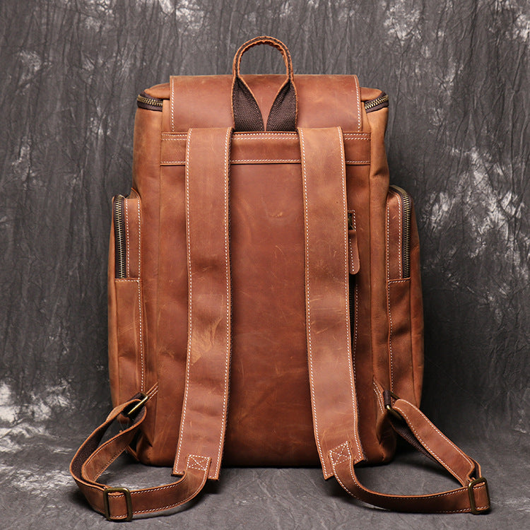 Women Backpack for Travel / Large Backpack with Zipper pocket / Brown  laptop backpack for school / Travel Leather Rucksack