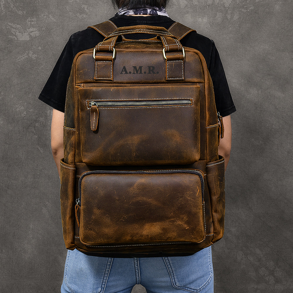 Leather Backpack for Men, 13 Inch Laptop Bag, Work Bag, Birthday Gift for  Him, Genuine Leather Rucksack, Personalized Gift for Men 