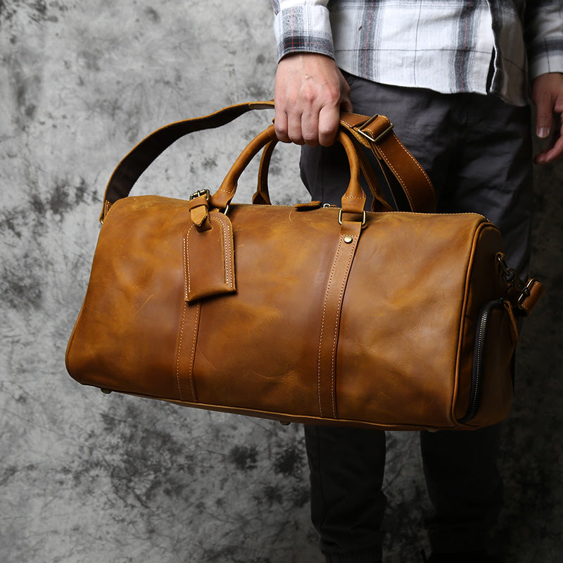 Full Grain Leather Duffle Bag/monogrammed Genuine Leather 