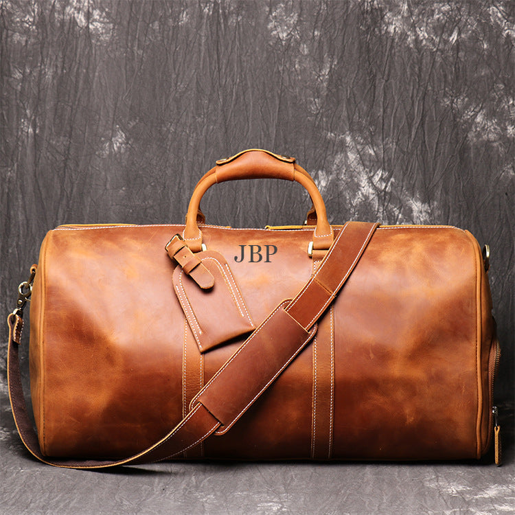 Personalized Vegan Leather Duffel Bag Unisex Weekender Bag Men’s Carry On  Luggage Leather Travel With Camera Insert