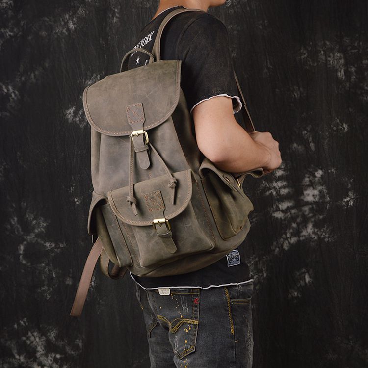 Unisex Full Grain Leather Backpack Womens Drawstring Backpack Handmade  Genuine Leather Large Laptop Bag Gifts For Christmas