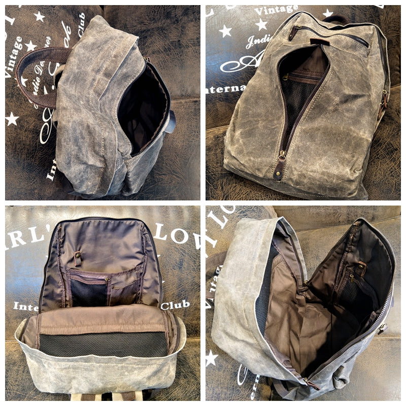 Homemade waxed canvas backpack