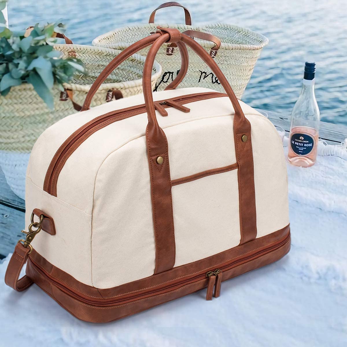 Weekender Bag for Women Canvas Overnight Bag Large Travel Duffle